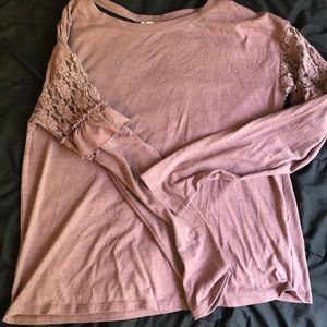 Long Sleeve Lace and Ruffle Shirt